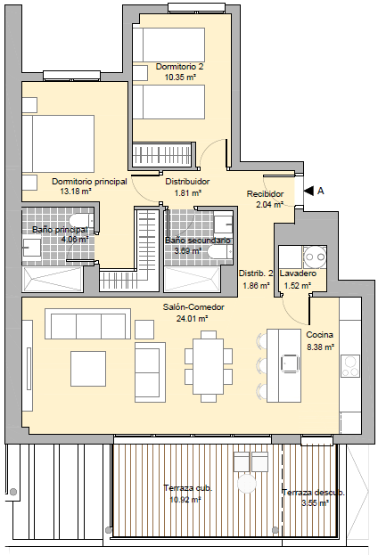 Floor plan — BLISS Homes Apartment 2-B, 2-bed 2-bath